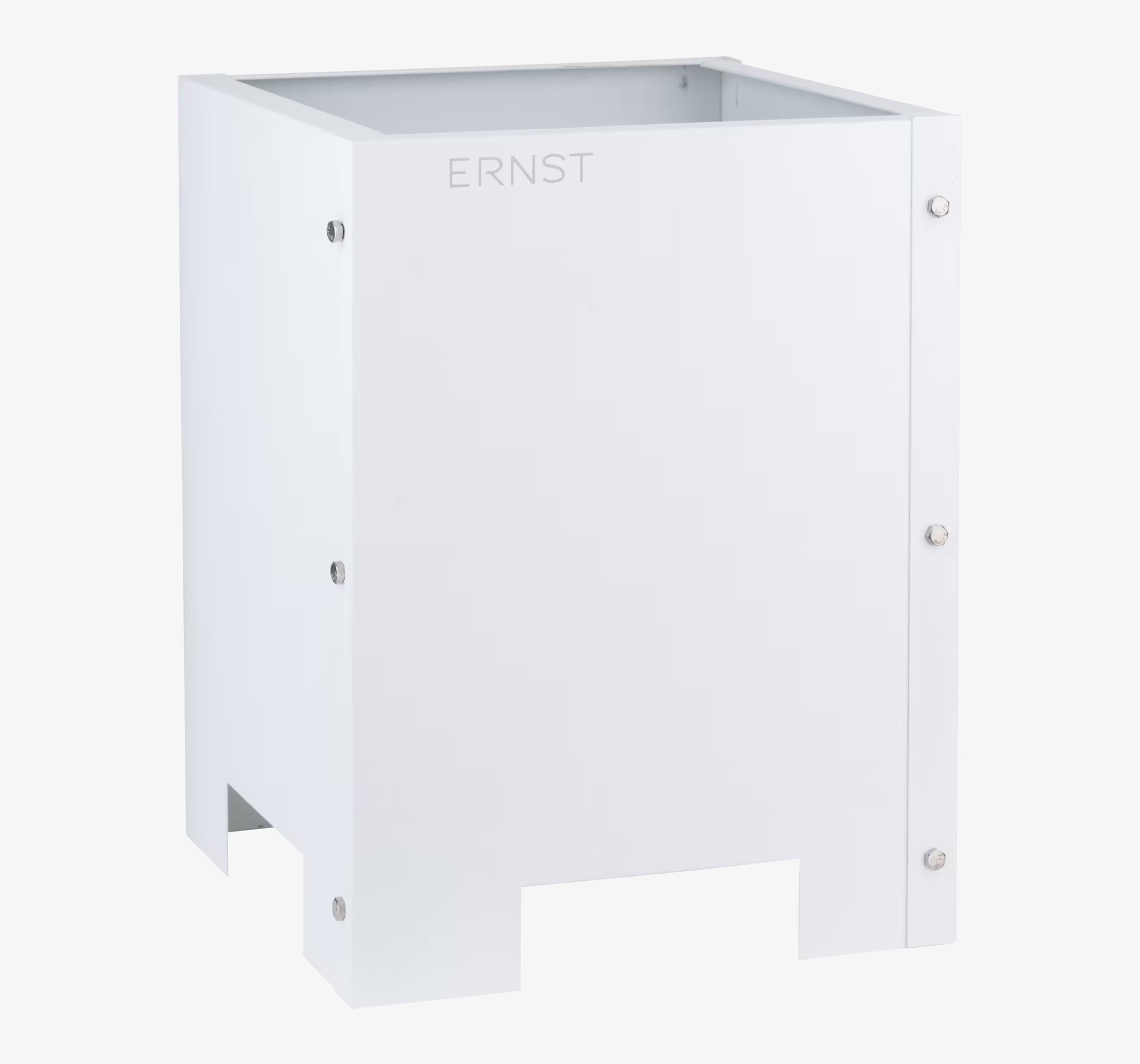 Bild av stilren, vit plåtkruka med modern design