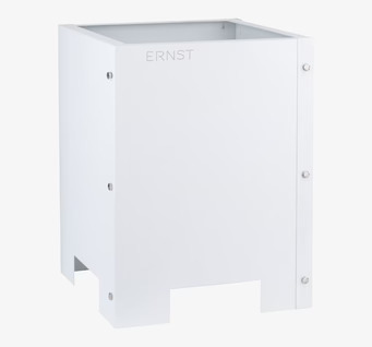 Bild av stilren, vit plåtkruka med modern design