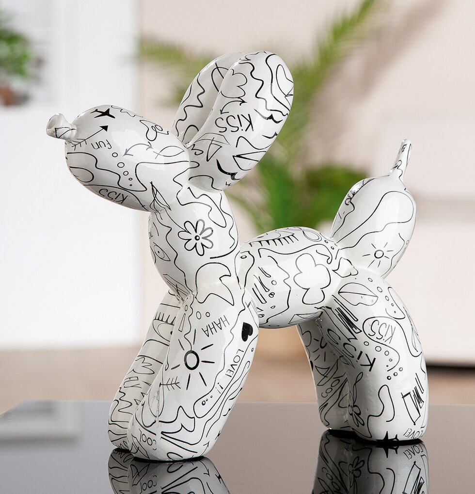 Figur Ballonghund Line Art Vit Gilde Statyer, statyetter, figuriner för inomhusbruk eller altaner Ballerinor