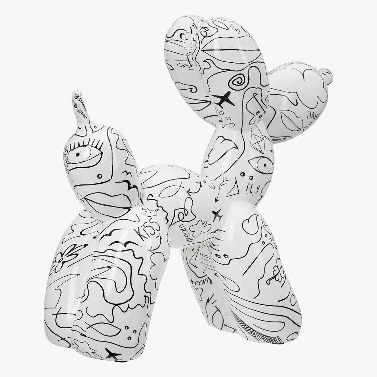 Figur Ballonghund Line Art Vit Gilde Statyer, statyetter, figuriner för inomhusbruk eller altaner Ballerinor