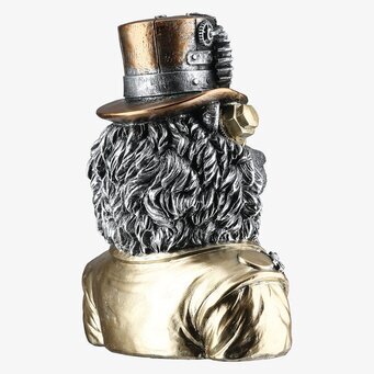 Foto: Steampunk lejonbyst i silver, guld och koppar