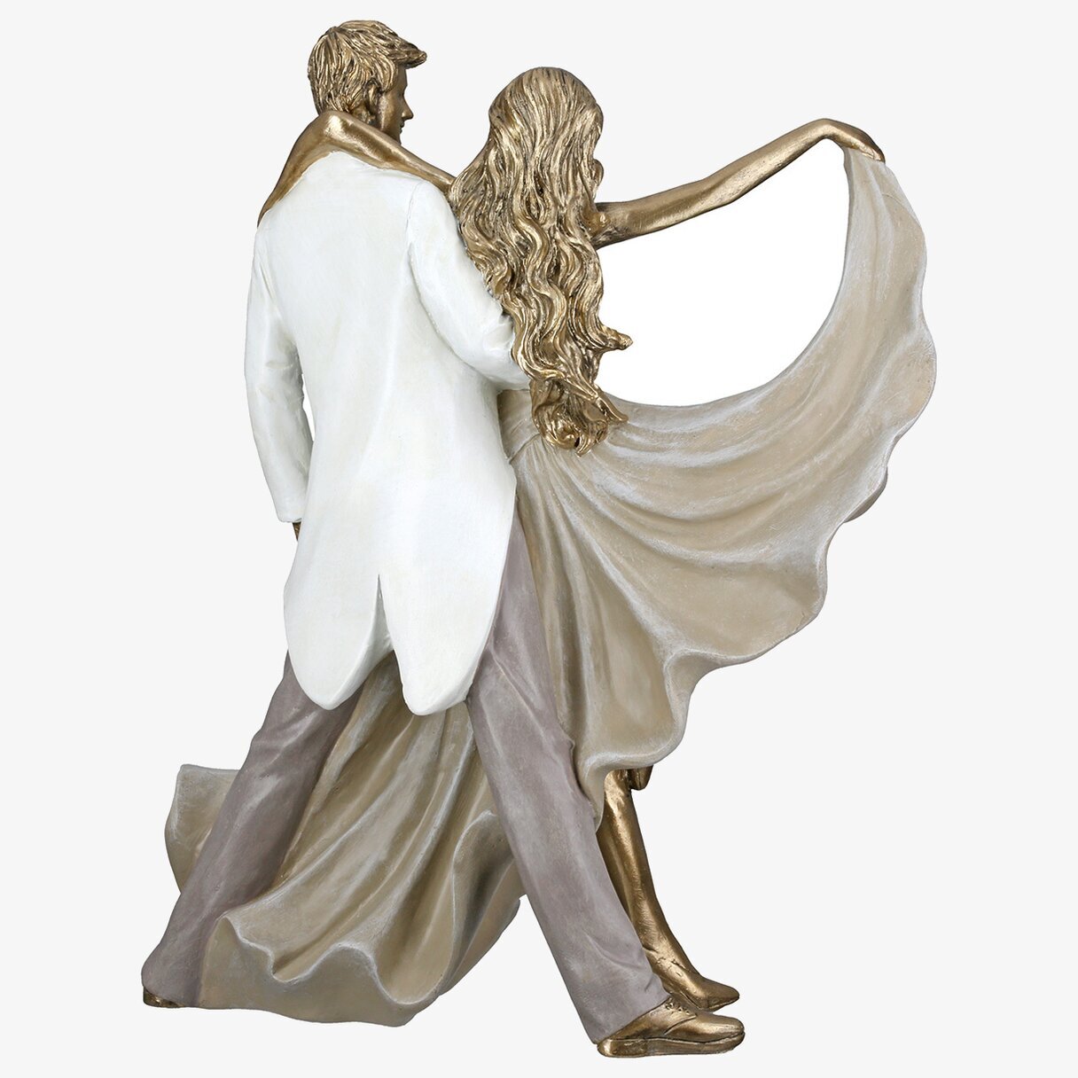 Figur Dansande Par Salsa Guld Beige Gilde Statyer, statyetter, figuriner för inomhusbruk eller altaner Ballerinor