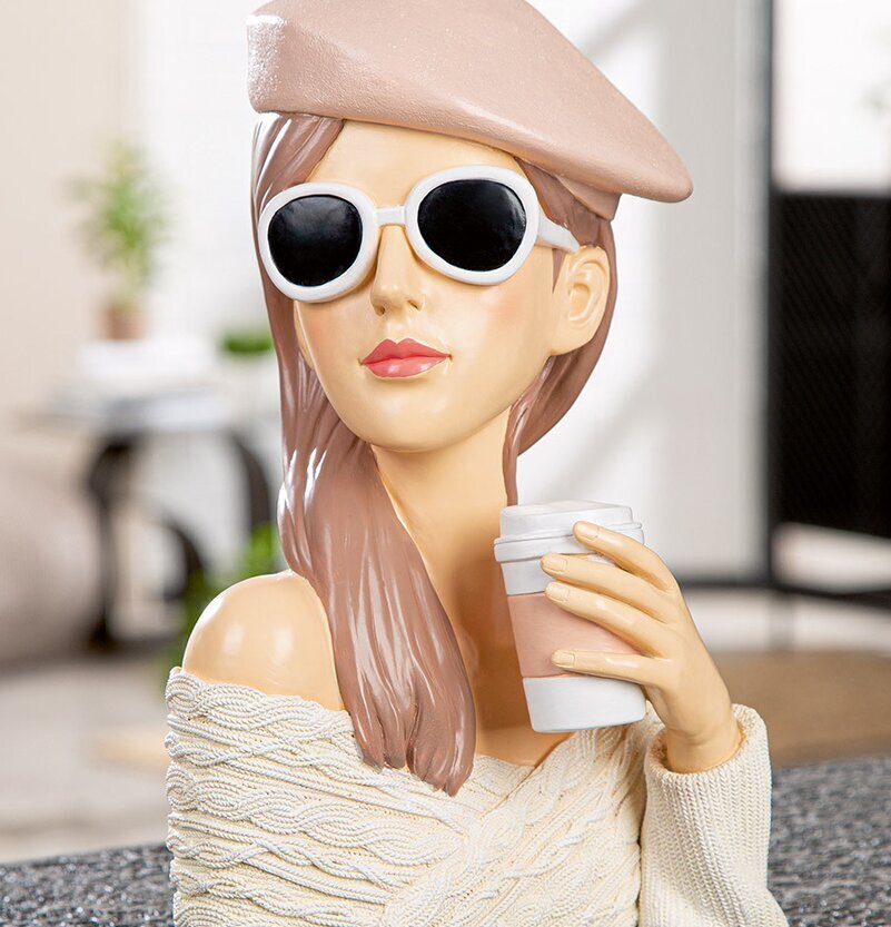 Figur Dam Lady Adeline Med Kaffe Gilde Statyer, statyetter, figuriner för inomhusbruk eller altaner Ballerinor
