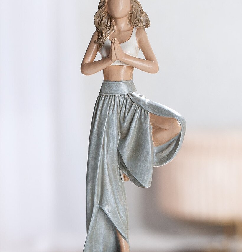 Figur Kvinna Yoga Hannah Grå Vit Gilde Statyer, statyetter, figuriner för inomhusbruk eller altaner Ballerinor