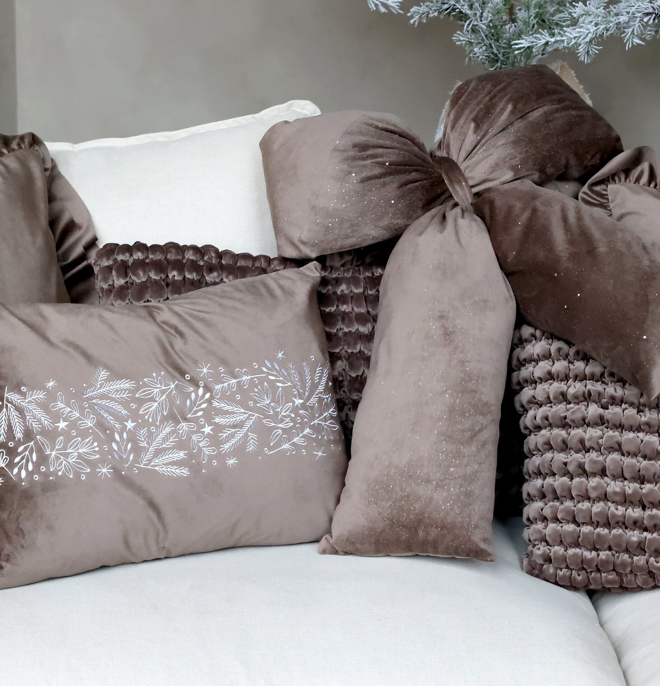 Rosett Sammet med Glitter Mocca Chic Antique Övrig prydnad/dekoration för inredning innemiljö