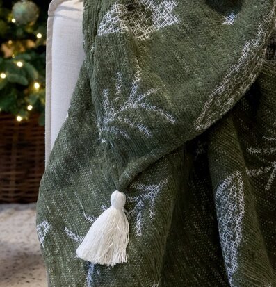 Aix Pläd Chenille Granar Olivgrön Chic Antique Täcken, filtar, plädar och överkast Filtar Plädar Överkast