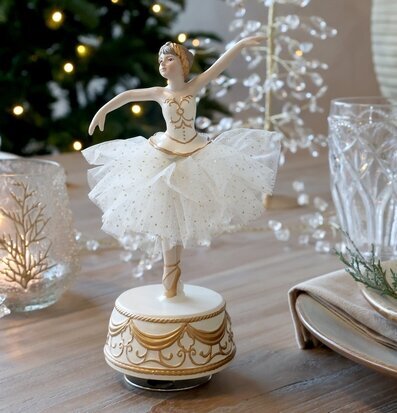 Speldosa Ballerina med Tyllkjol Antik Creme Chic Antique Övrig prydnad/dekoration för inredning innemiljö