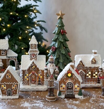 Noël Pepparkakshus LED Mocca 12,5 cm Chic Antique Övrig prydnad/dekoration för inredning innemiljö