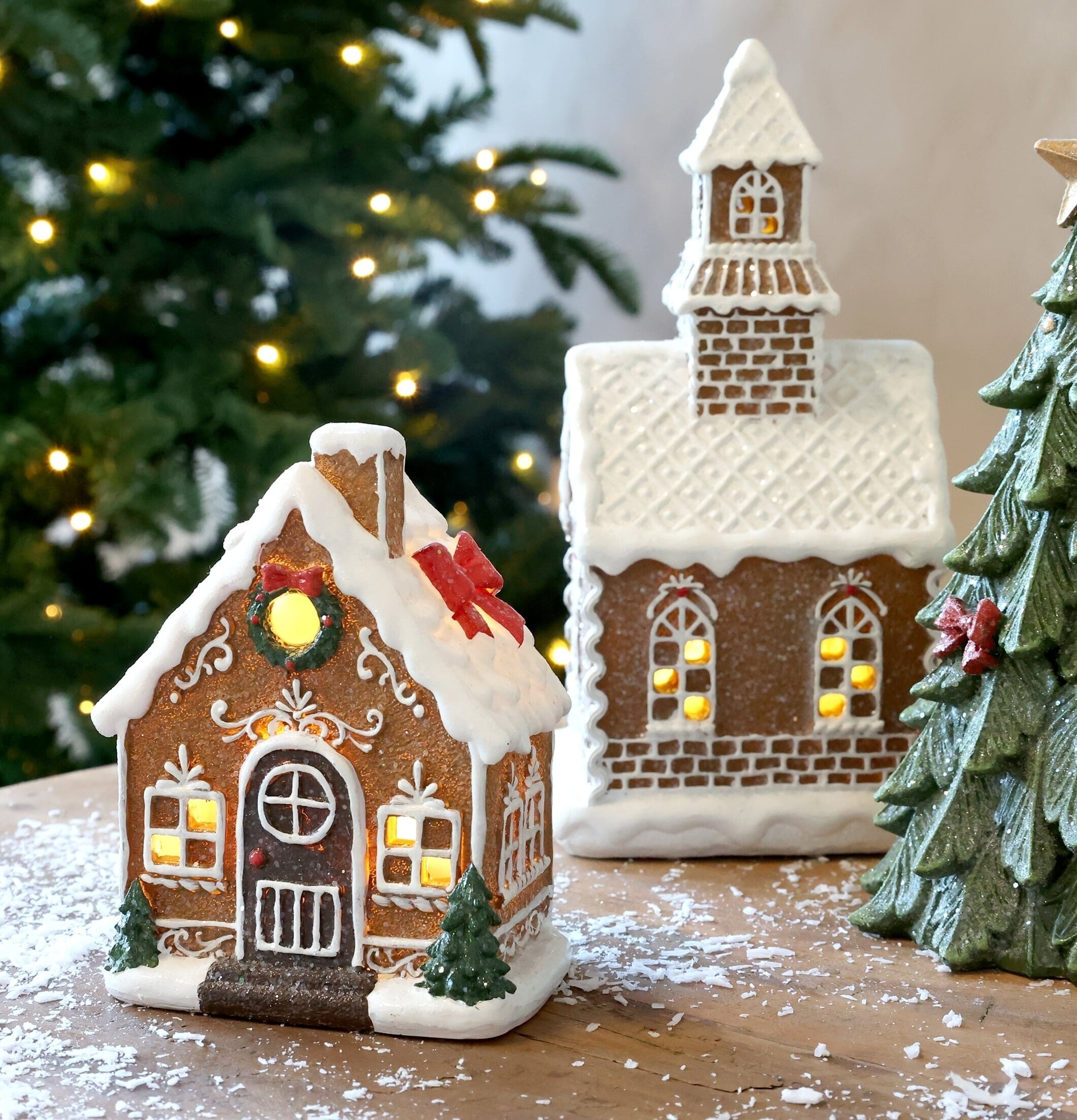 Noël Pepparkakshus LED Mocca 13 cm Chic Antique Övrig prydnad/dekoration för inredning innemiljö
