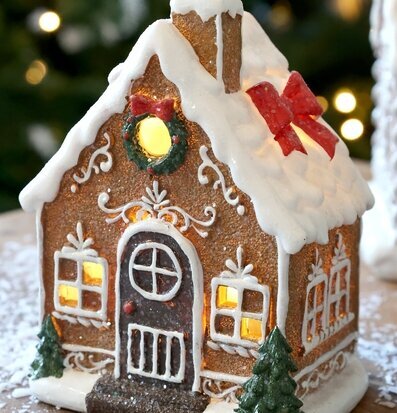 Noël Pepparkakshus LED Mocca 13 cm Chic Antique Övrig prydnad/dekoration för inredning innemiljö