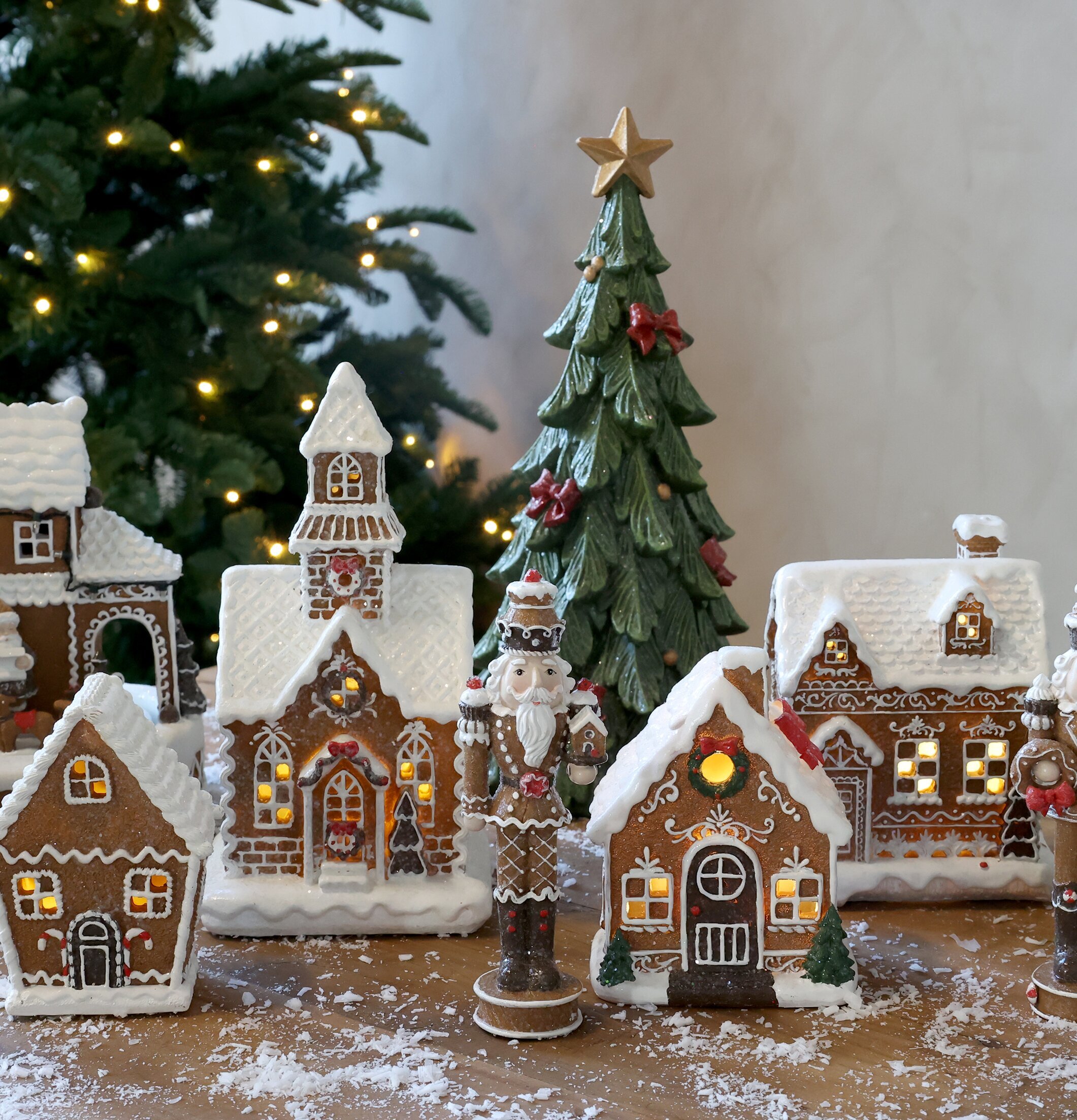Noël Pepparkakshus LED Mocca 17 cm Chic Antique Övrig prydnad/dekoration för inredning innemiljö