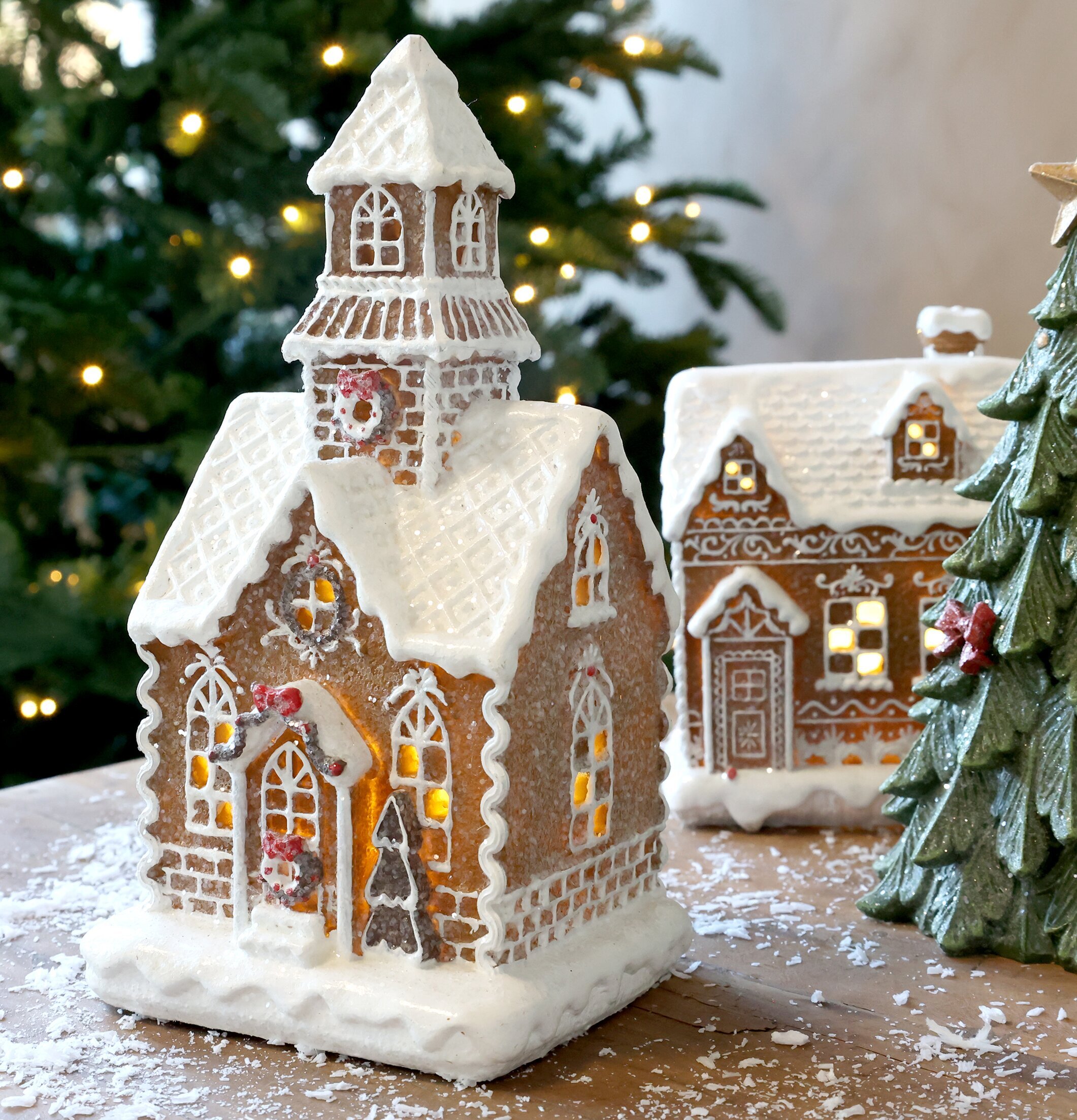 Noël Pepparkakskyrka LED Mocca 23 cm Chic Antique Övrig prydnad/dekoration för inredning innemiljö