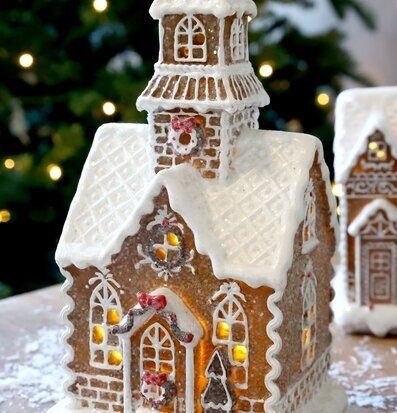 Noël Pepparkakskyrka LED Mocca 23 cm Chic Antique Övrig prydnad/dekoration för inredning innemiljö