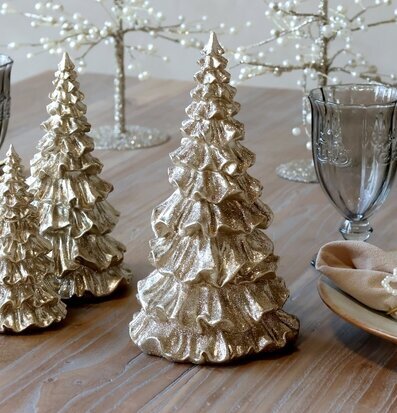 Julgran med Glitter Champagne 25 cm Chic Antique Övrig prydnad/dekoration för inredning innemiljö