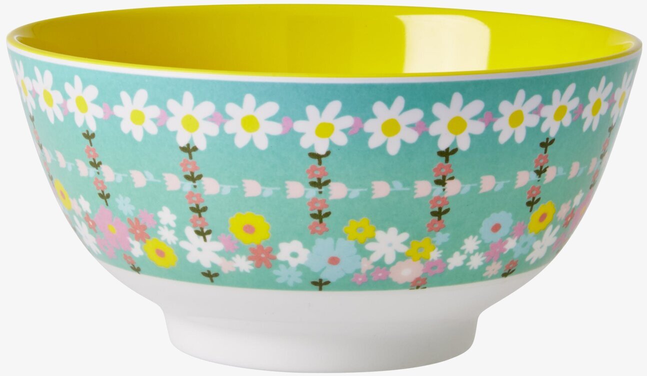 Skål Retro Flower Print från Rice med blommönster och vit fot