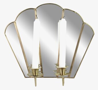 Vägglampett med Spegel Paula 2-ljus Antik Mässing Strömshaga Ljusstakar Adventsstakar Ljushållare Ljushyllor