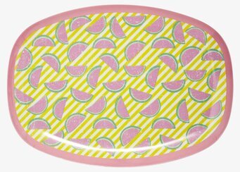 Bild av rektangulär tallrik med vattenmelonmotiv