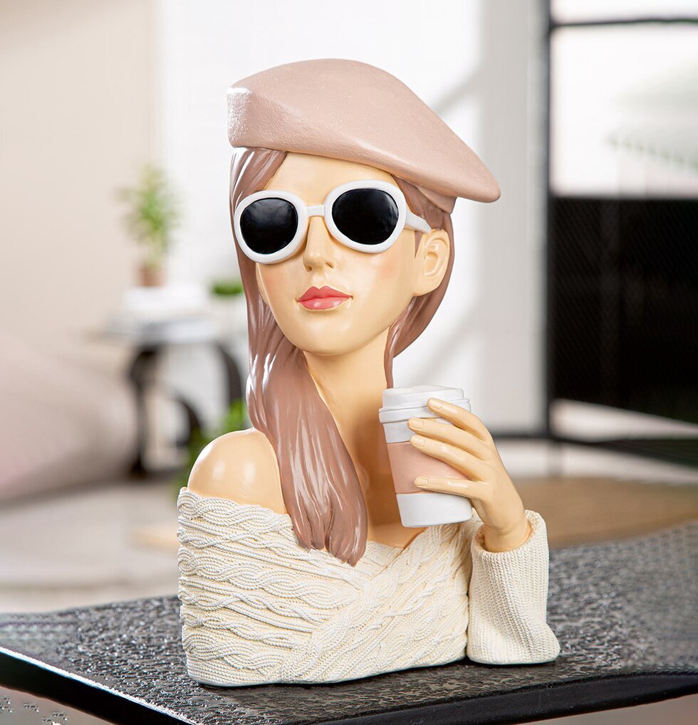 Figur Dam Lady Adeline Med Kaffe Gilde Statyer, statyetter, figuriner för inomhusbruk eller altaner Ballerinor