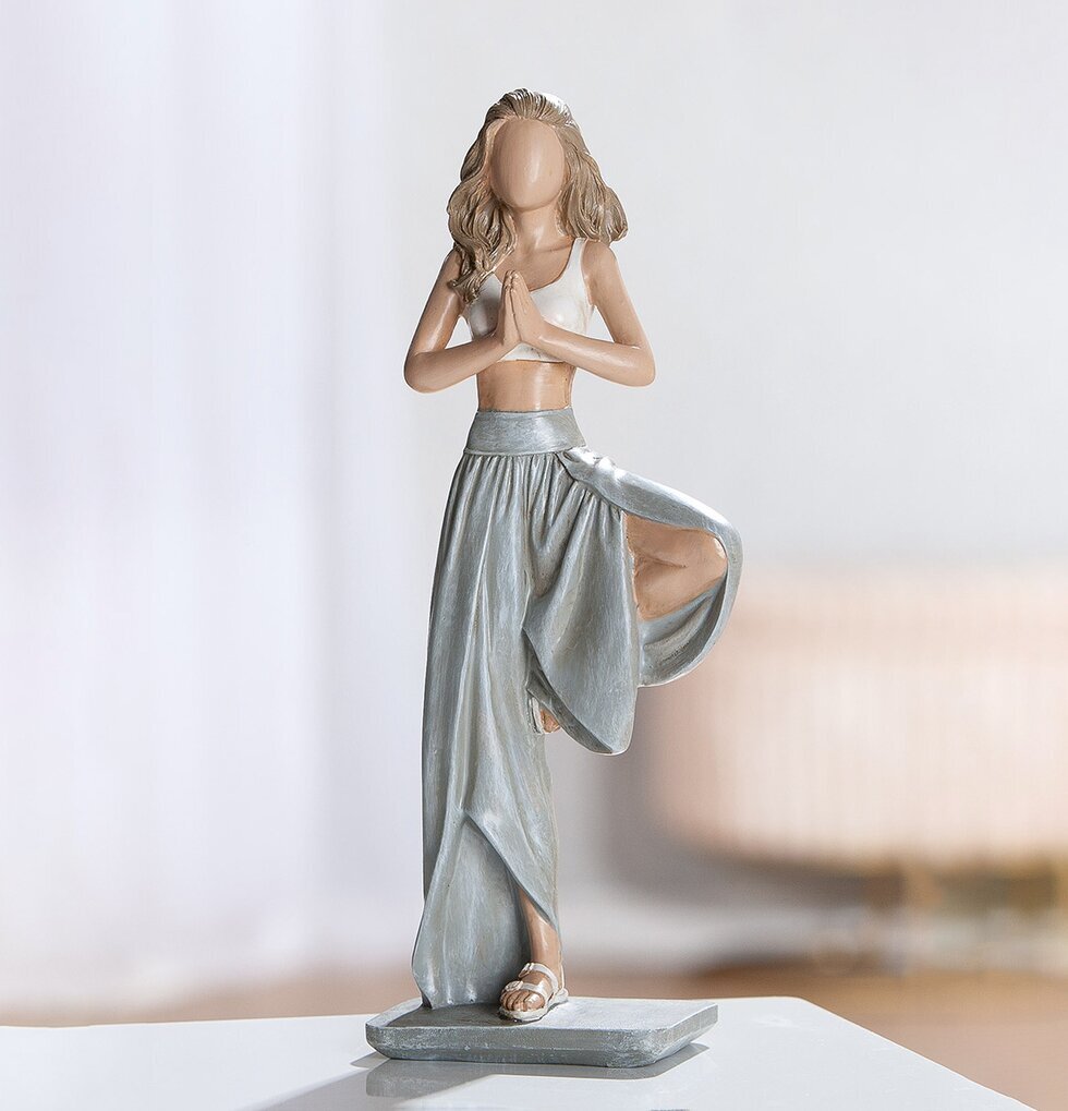 Figur Kvinna Yoga Hannah Grå Vit Gilde Statyer, statyetter, figuriner för inomhusbruk eller altaner Ballerinor