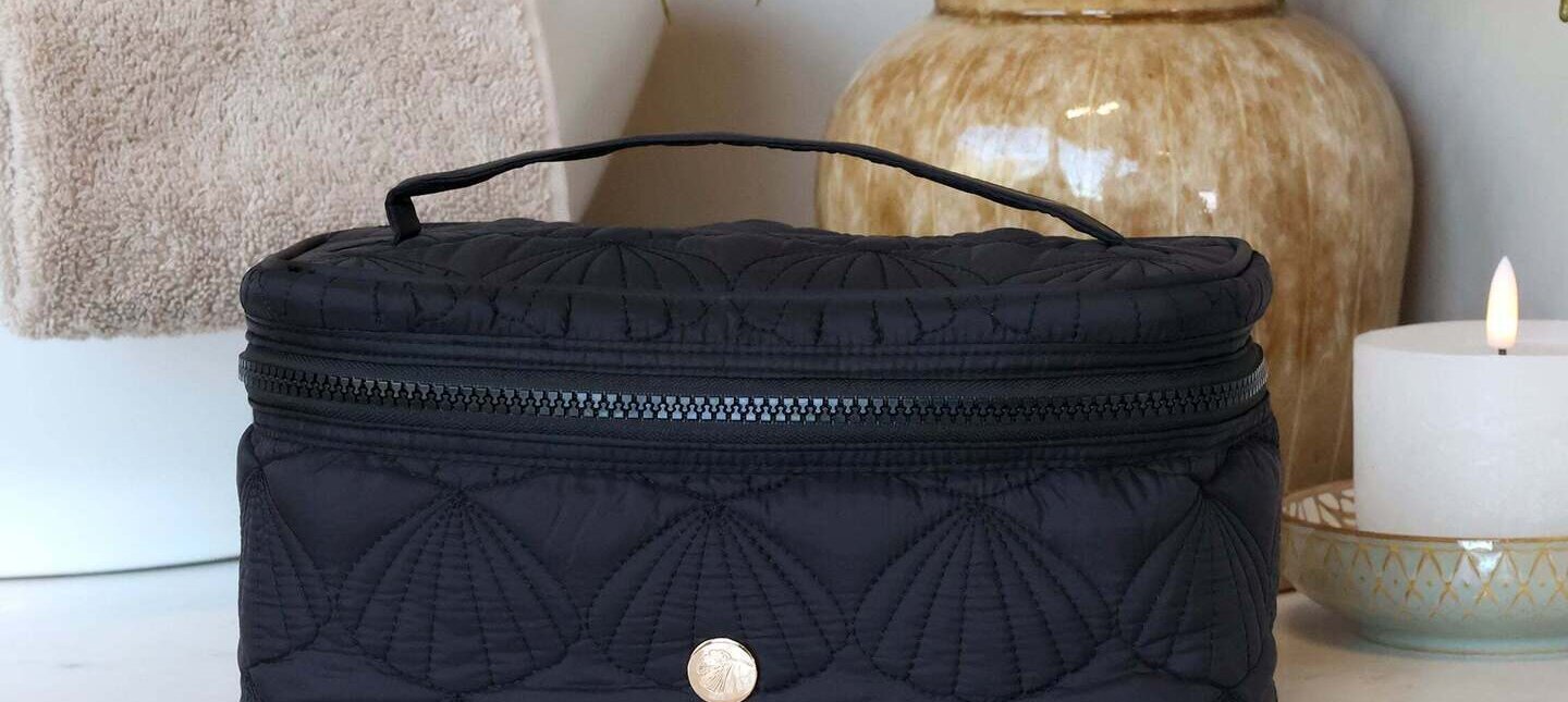 Necessär Quiltad Snäckmönster Svart Stor Förvaring - Badrum/Smycken Chic Antique Necessärer och sminkväskor