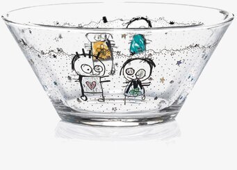 Bild av konstnärlig glasskål med lekfull design