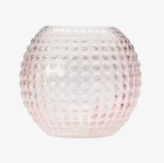 Ljuslykta Stockholm Rosa från By ON med bubbelmönstrat glas