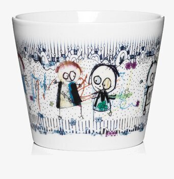 Bild av lekfull blomkruka med naivistiskt mönster