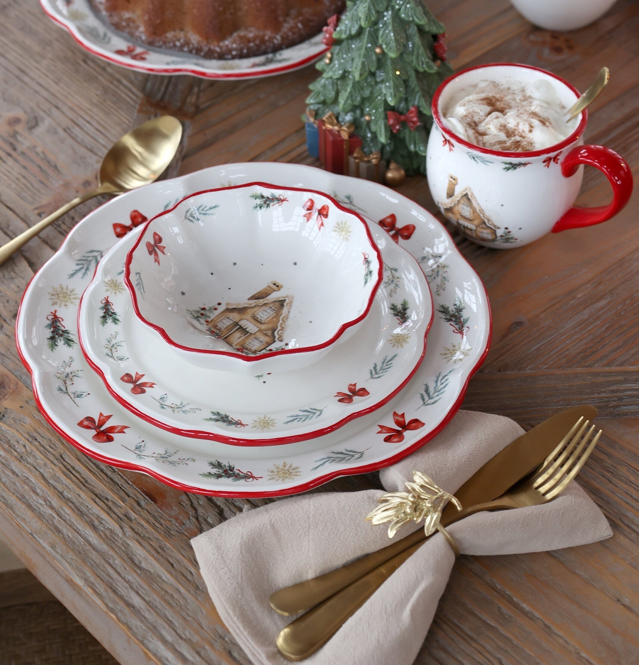 Assiett Chalet de Noël Cherry Ø20,5 cm Chic Antique Tallrikar Djupa tallrikar (ej skål) Desserttallrikar Assietter