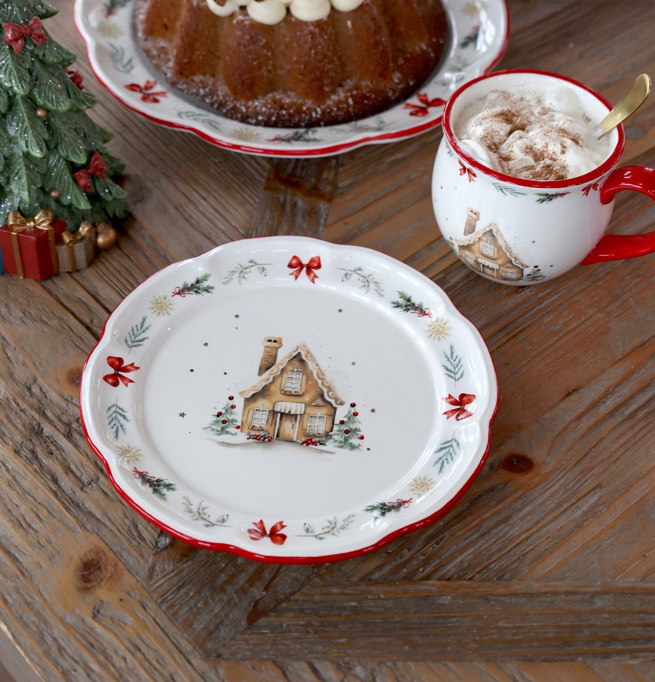 Assiett Chalet de Noël Cherry Ø20,5 cm Chic Antique Tallrikar Djupa tallrikar (ej skål) Desserttallrikar Assietter
