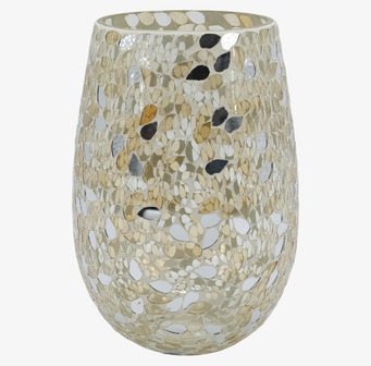 Foto av champagnefärgad mosaikglasbehållare 23 cm