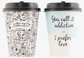 Bild av två stiliga och praktiska moderna kaffemuggar