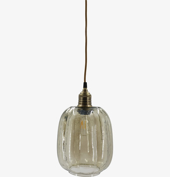 Foto: Taklampa i rökglas med mässingstopp 29 cm