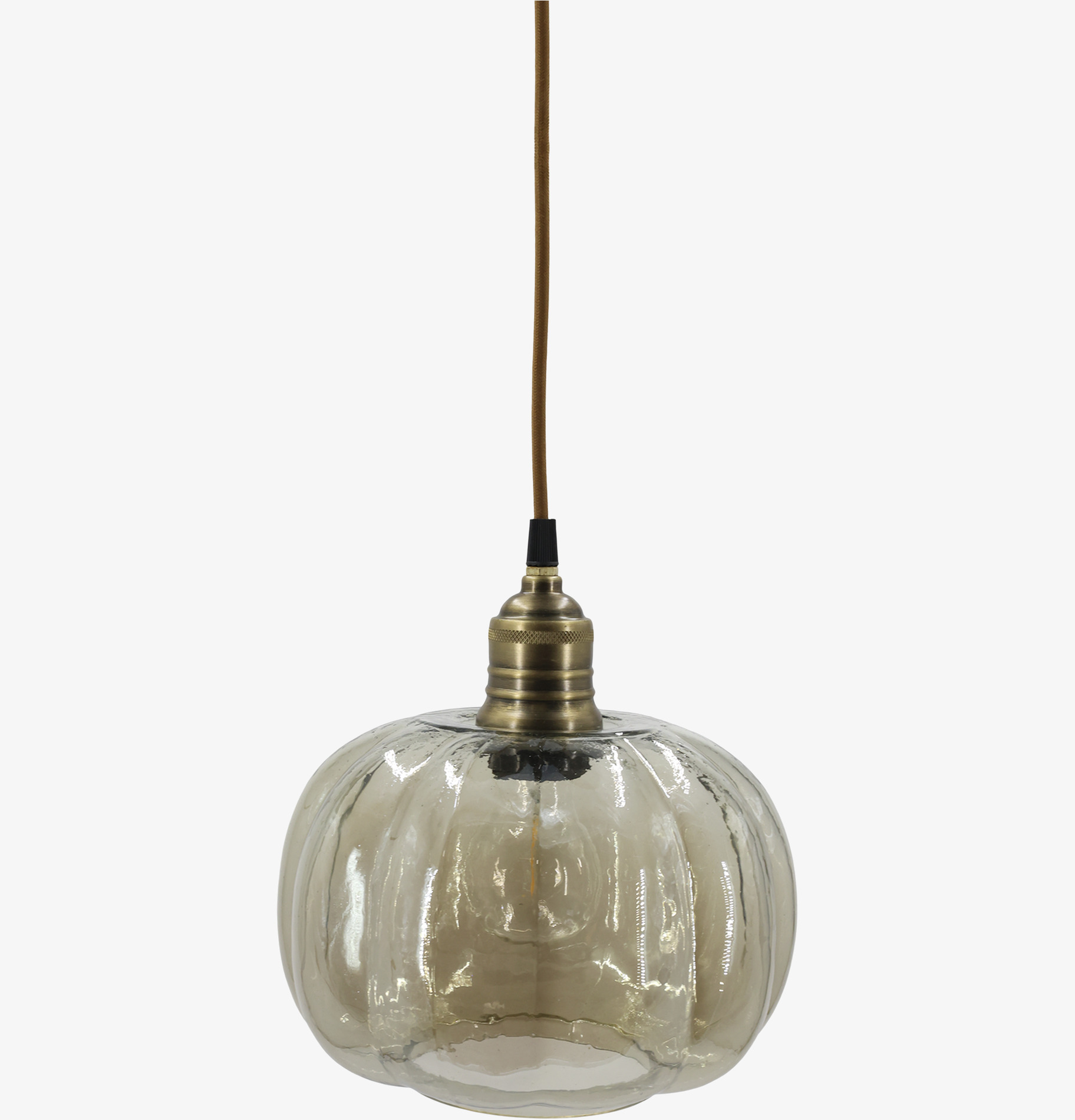 Taklampa Rökfärgat Glas med Mässingstopp 18 cm Chic Antique Lampor Taklampor Golvlampor Bordslampor LED-lampor Ledlampor Fönsterlampor