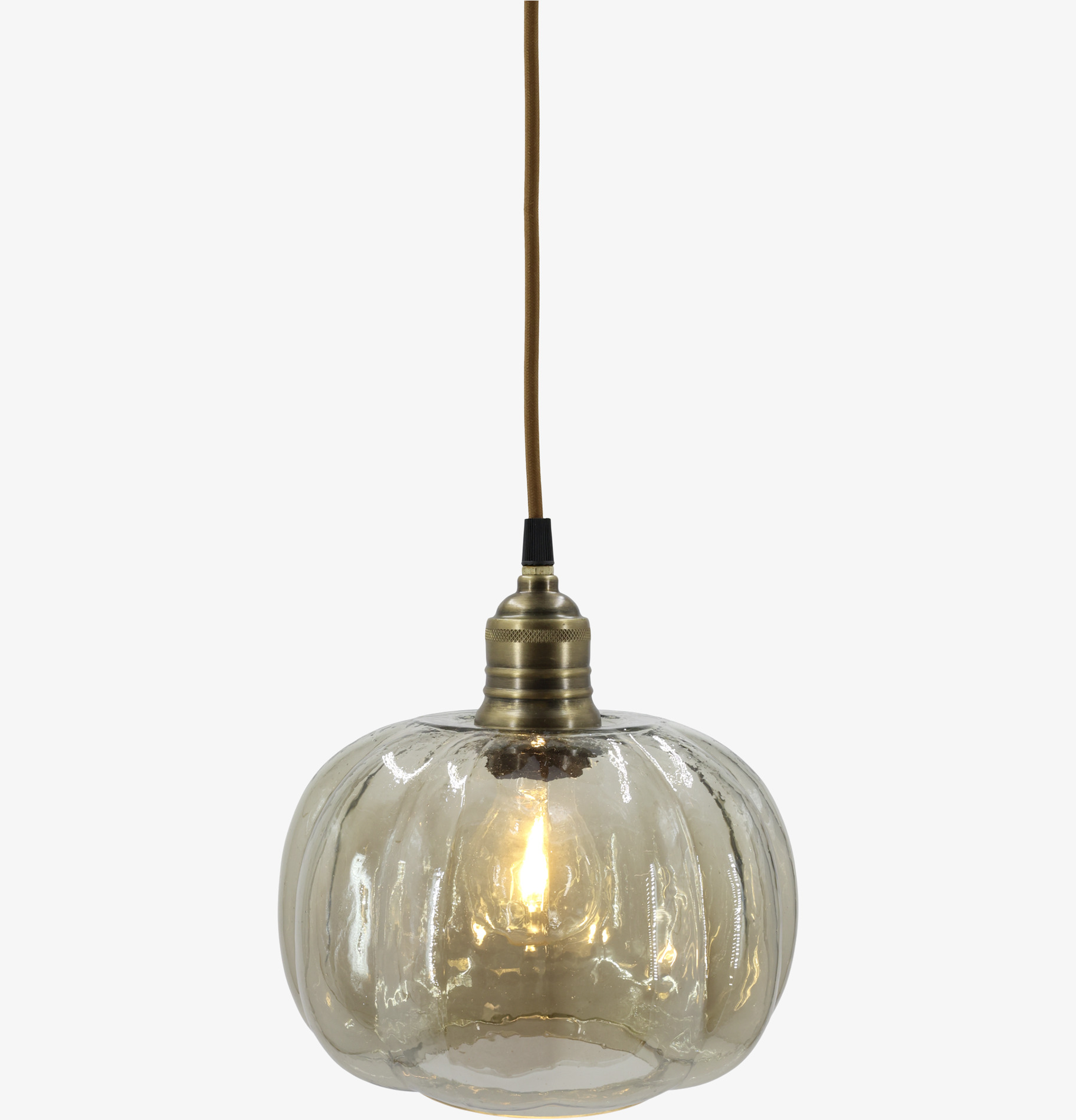 Taklampa Rökfärgat Glas med Mässingstopp 18 cm Chic Antique Lampor Taklampor Golvlampor Bordslampor LED-lampor Ledlampor Fönsterlampor