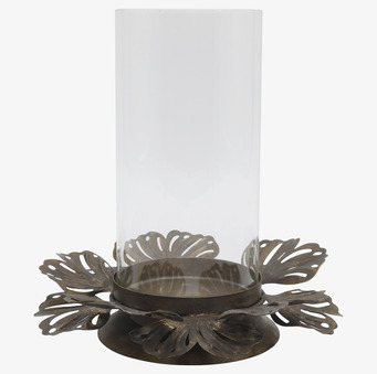 Hurricane på Bladfat Antik Mässing 22,5 cm Chic Antique Lyktor Endless Light Ljuslyktor