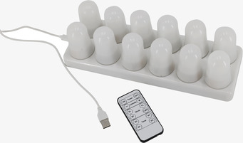 Värmeljus LED Uppladdningsbara 12-pack med Laddstation Chic Antique Stearinljus batteridrivna
