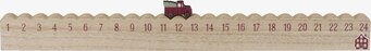 Bild: Träjulkalender 1–24 med röd lastbil och hus