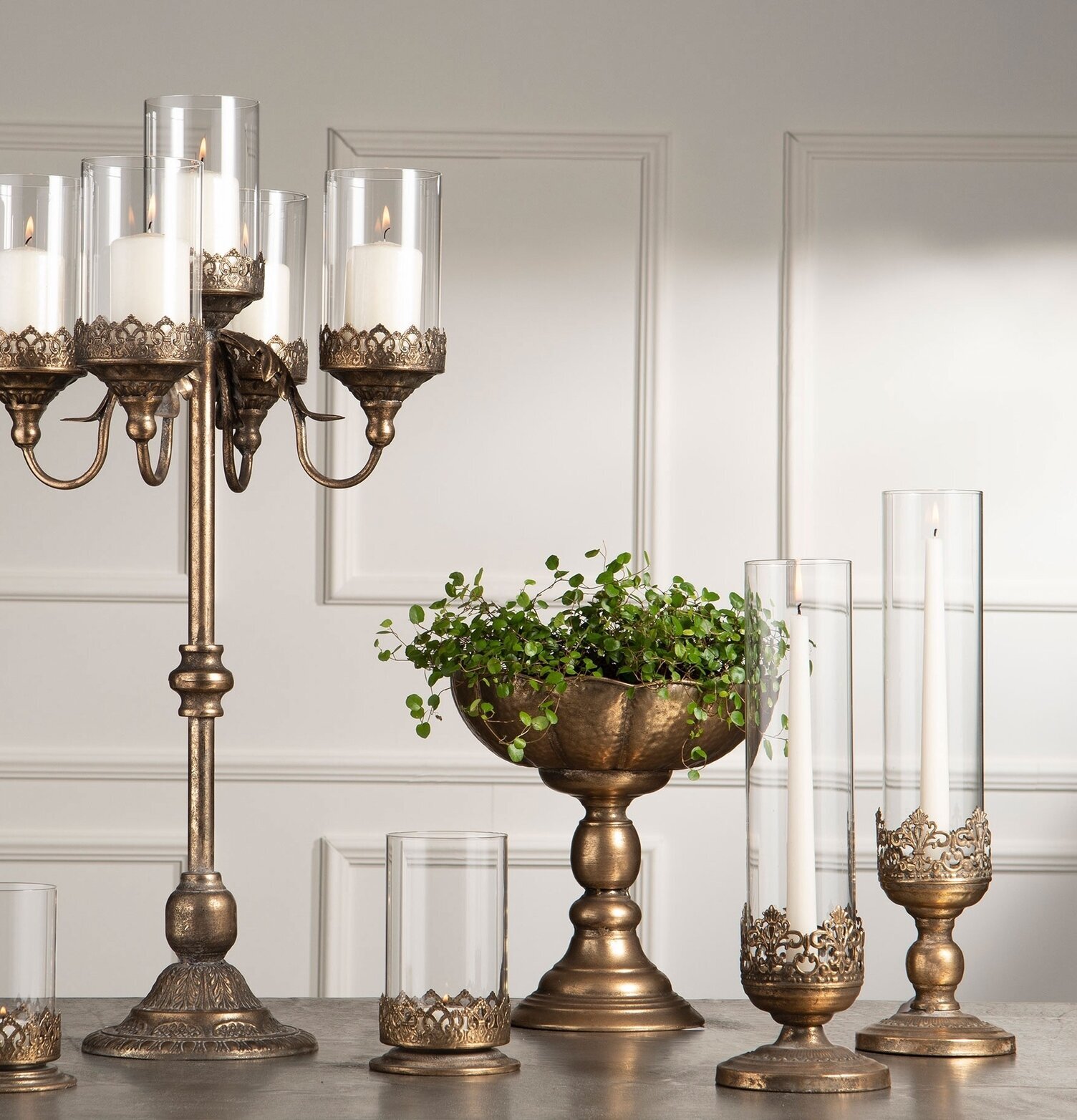 Ljuslykta Leah Guldbrun 43 cm 38 A Lot Decoration Lyktor Endless Light Ljuslyktor