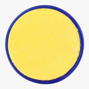 Bild av rund blå plastbehållare med gul ansiktsfärg