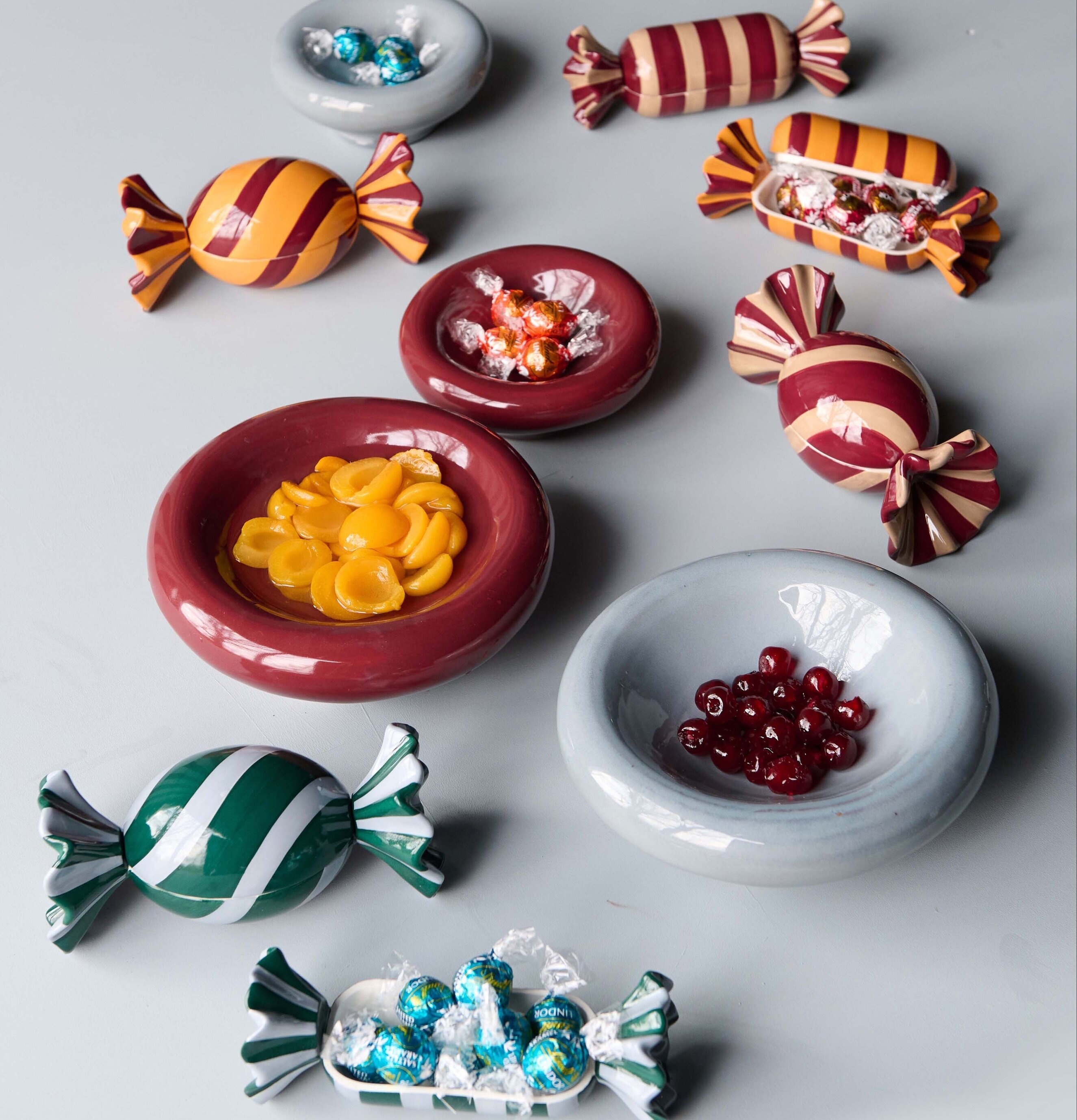 Candy Ask Smal Grön/Blå Set/2 Wikholm Form Förvaringsburkar i stengods