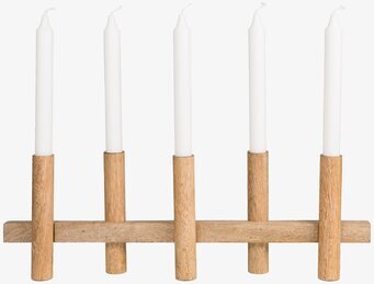 Foto: Adventsljusstake i ljust trä med fem ljus