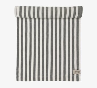 Foto: Grönvit randig textil löpare på neutral bakgrund