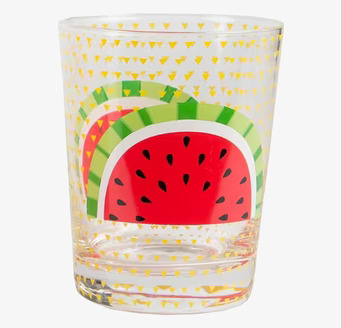 Bild av färgglatt tumblerglas med vattenmelonmotiv