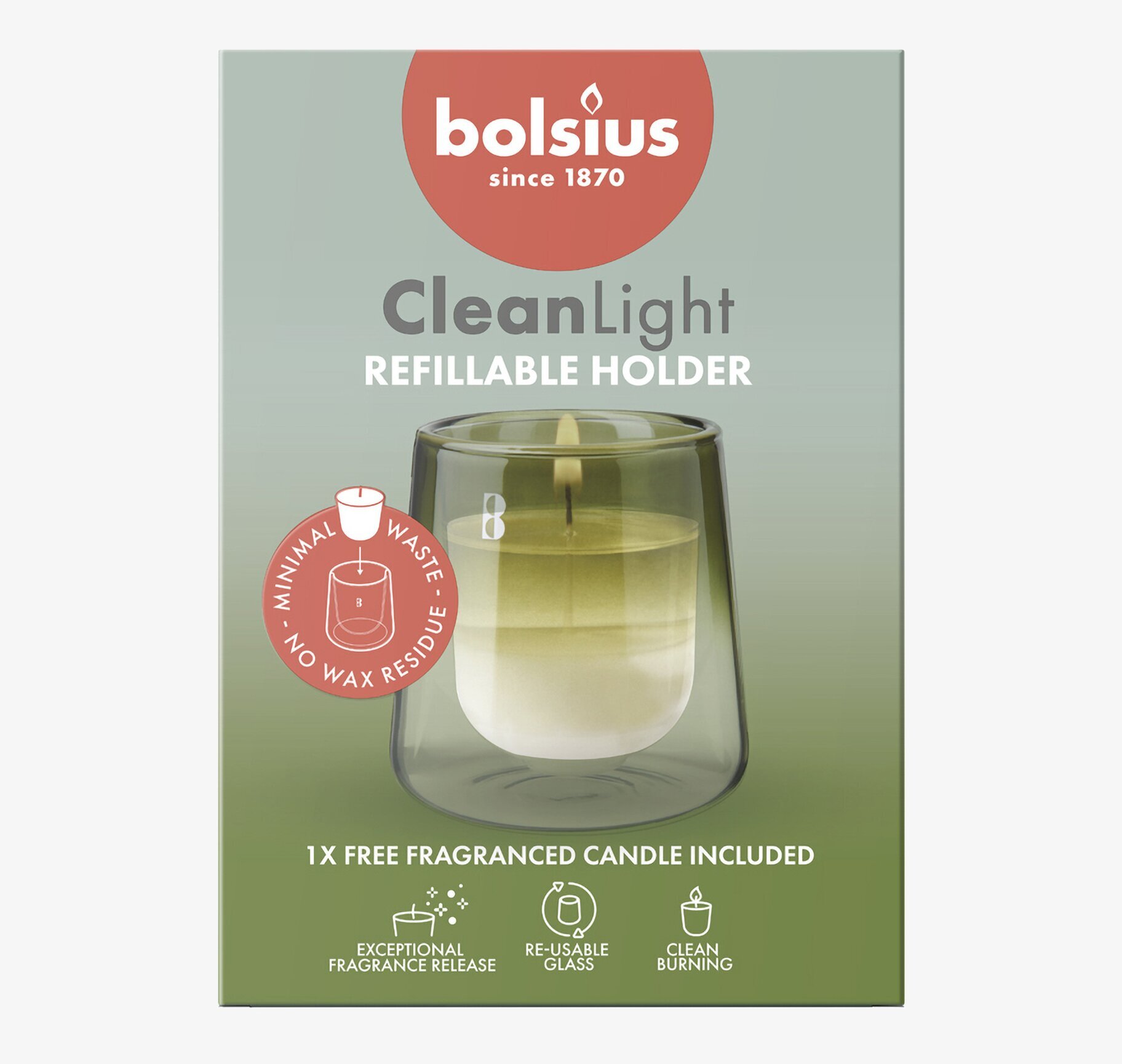 Bolsius CleanLight Doftljus med hållare - Gardenia & Fikon Doftljus/doftpinnar