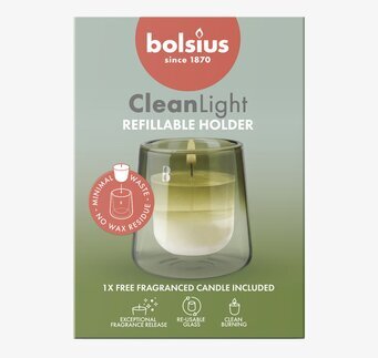 Foto av refillbar glashållare med doftljus insats
