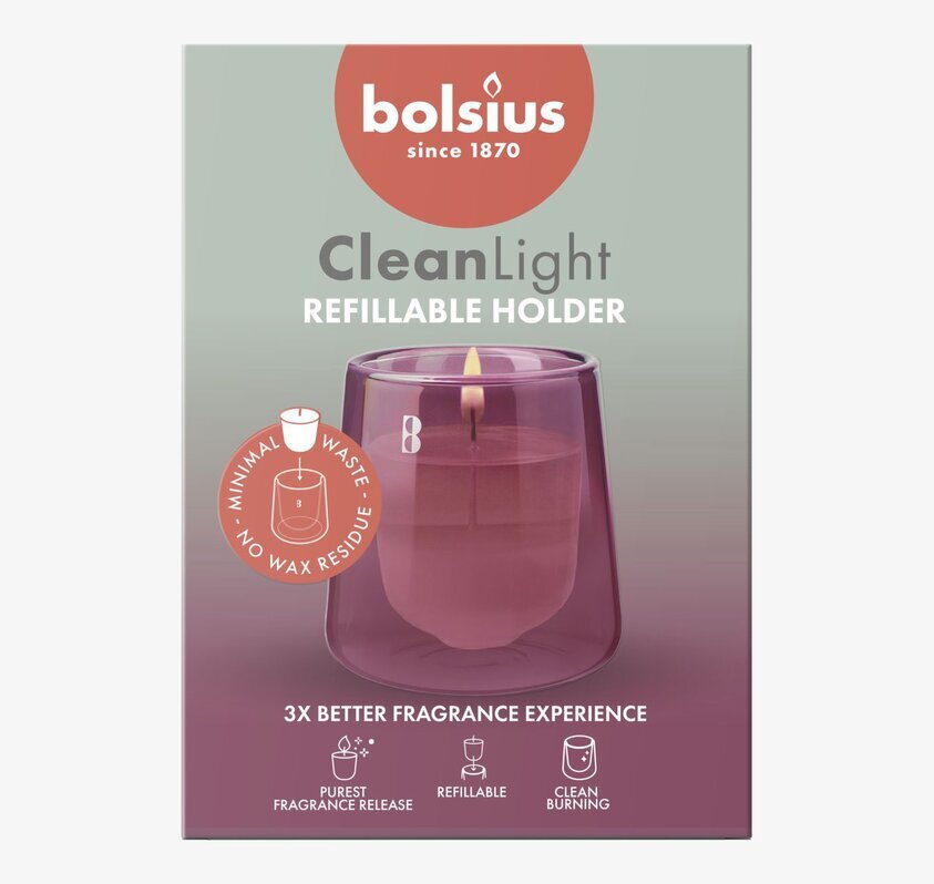Bolsius CleanLight Doftljus med hållare - Cederträ & Vetiver Doftljus/doftpinnar