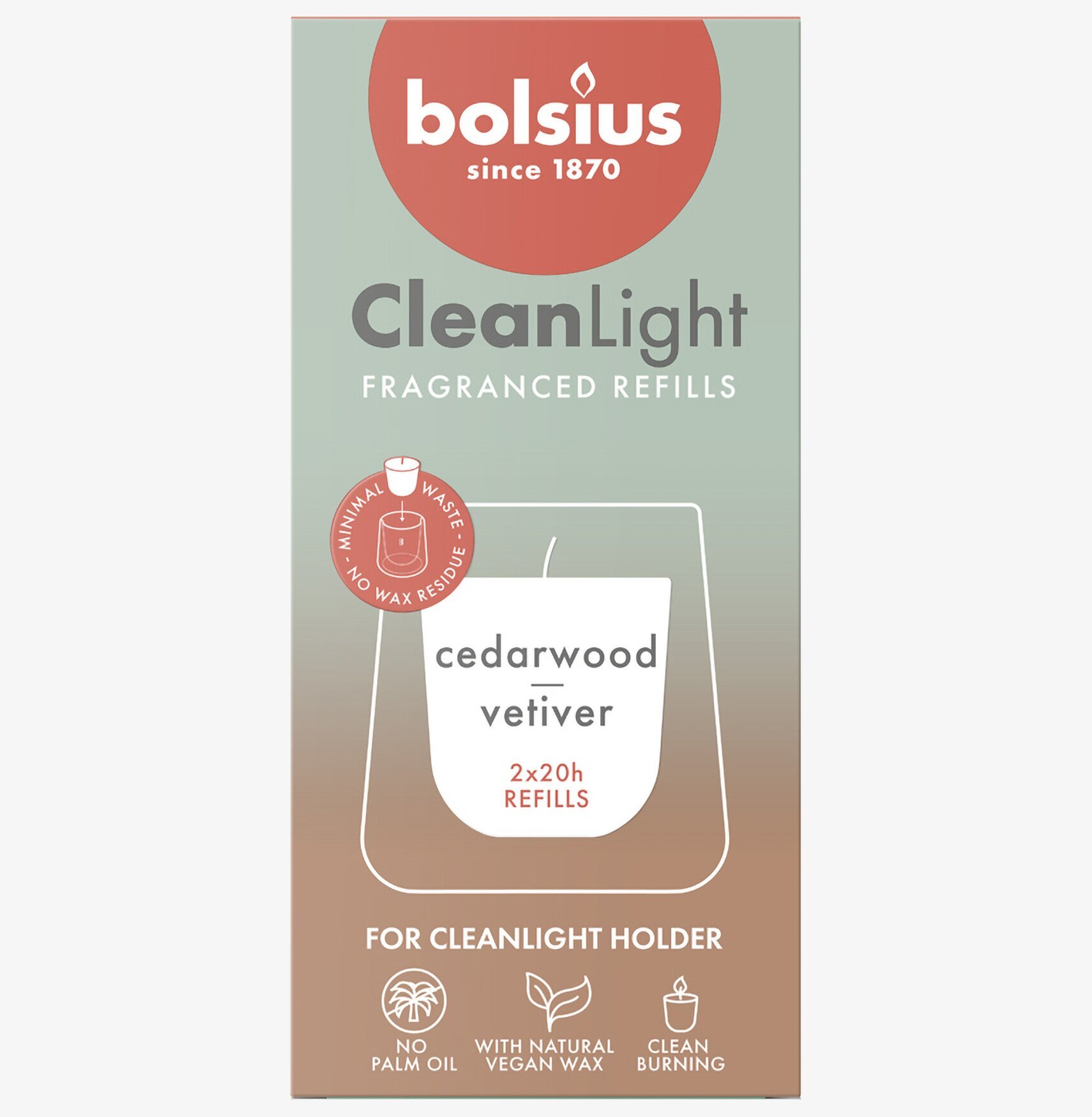 Bolsius CleanLight Doftljus Refill 2-pack - Cederträ & Vetiver Doftljus/doftpinnar