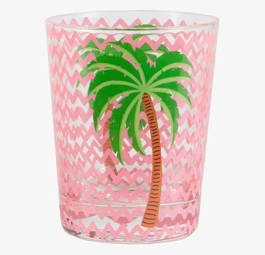 Tumblerglas Palm från Sass & Belle med tropiskt palmträdsmotiv