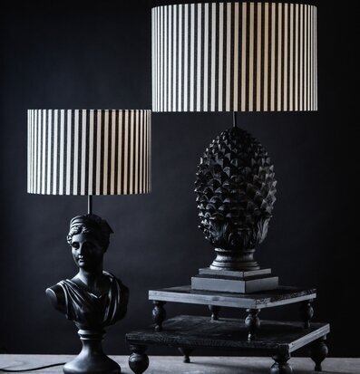 Foto: Randiga cylinderformade lampskärmar i mörker