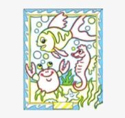 Bild av färgglada havsdjur med lekfull komposition